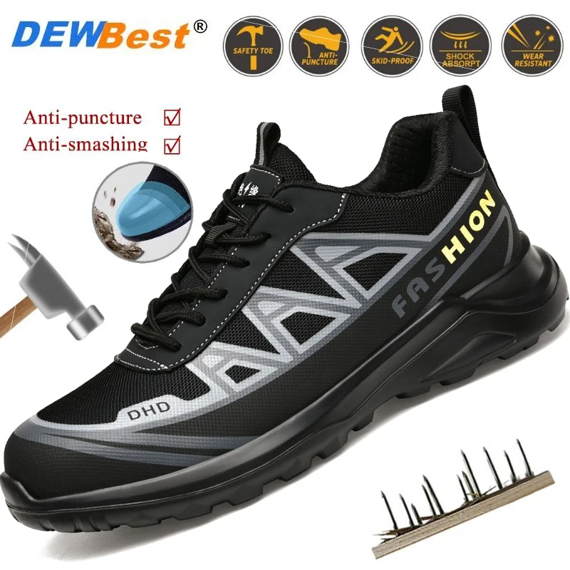 ZAPATOS DE TRABAJO antipuñaladas con punta de acero para hombre, ligero y cómodo calzado de seguridad, antigolpes, Kevlar, zapatos de electricista
