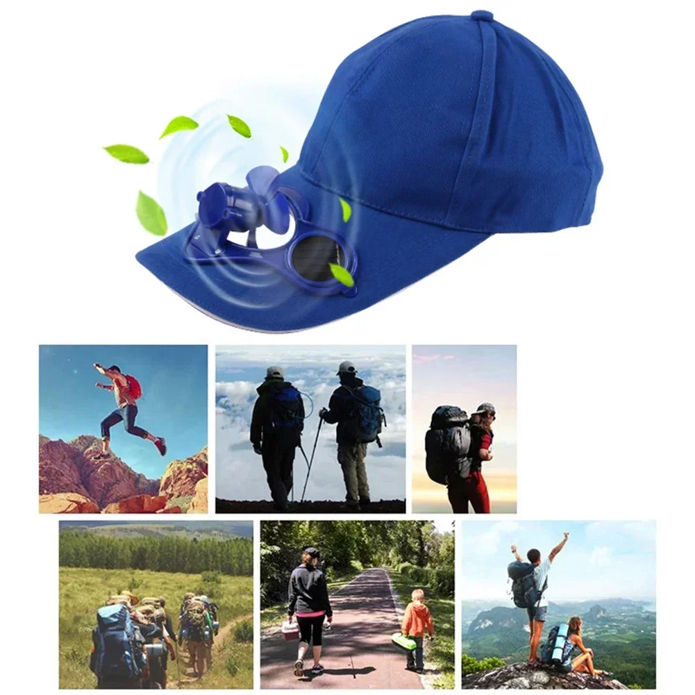 Adult Kid Summer Solar Panel Powered Cooling Fan Baseball Cap Outdoor Sport Camping Hiking Snapback Peaked Sun Visor Hat