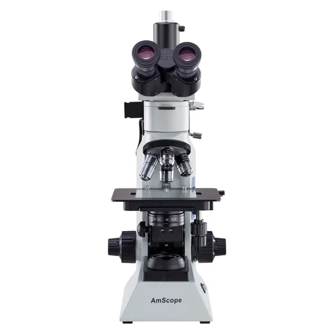 AmScope ME580 Series Compact Trinocular Metallurgical Upright Compound Microscope Dual-Illumination Polar