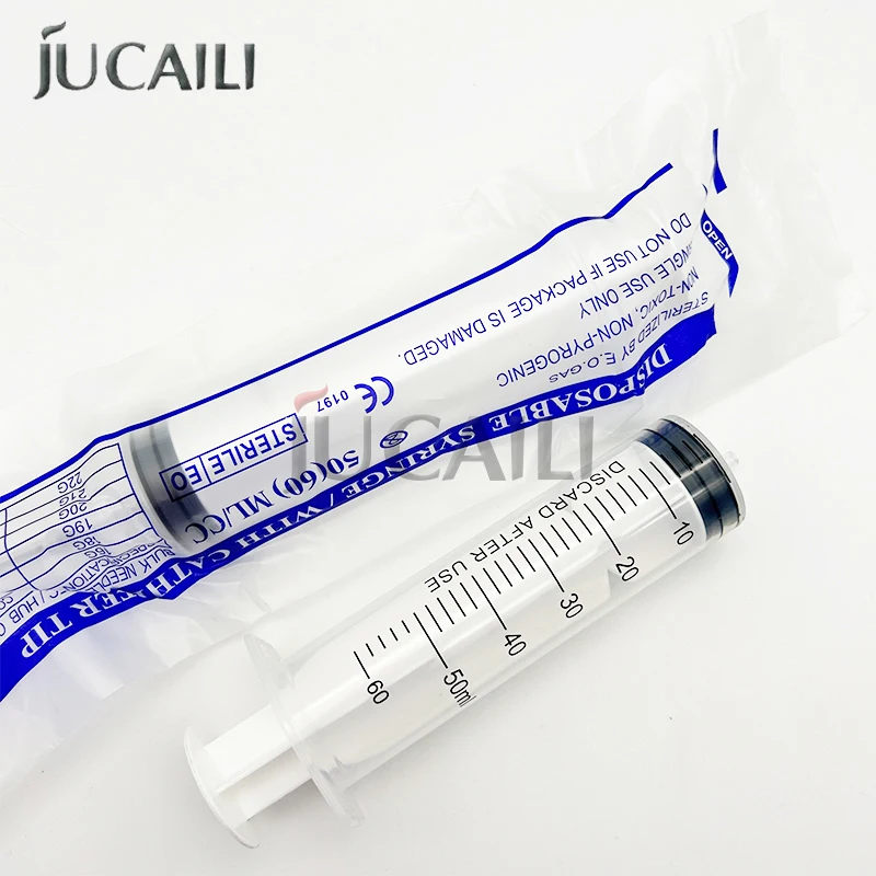 Jucaili 50ML Disposable Ink Syringes For Refill Ink Cartridge Use For Ink Suction For Large Inkjet Printer For Cleaning Tube