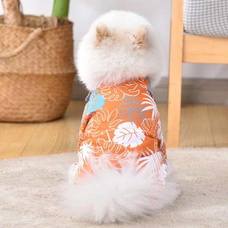 Summer Hawaiian Beach Style Dog Shirt Breathable Dog Clothes Luxury Puppy Vest Coconut Tree Print Cat T-Shirt Poodle Pet Clothes view 4