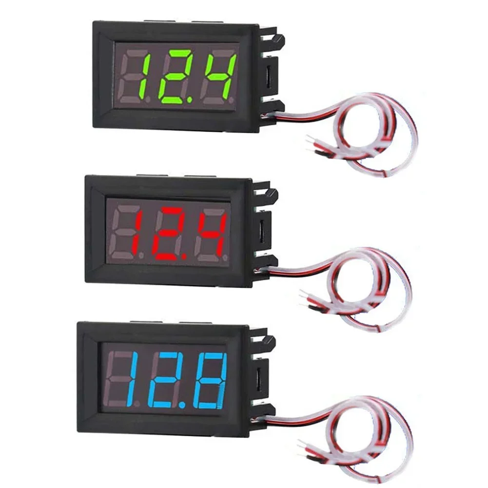 Voltímetro Digital LED CC de 0,56 pulgadas DC0V-30V 3 cables amperímetro Digital voltímetro voltímetro probador de Panel para motocicleta y coche