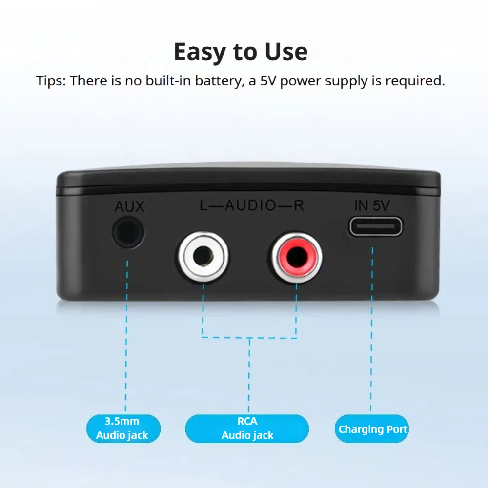 블루투스 6.0 무선 수신기 SBC AAC Hi-Fi 3.5mm AUX 잭 2RCA RCA 오디오 음악 어댑터 PC 차량용 키트 스피커 앰프
