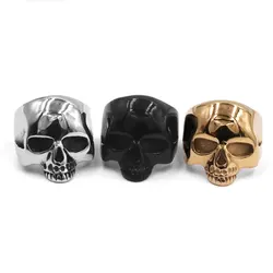 Classic Skull Biker Ring Stainless Steel Jewelry Mens Boys Gift Wholesale SWR0036A