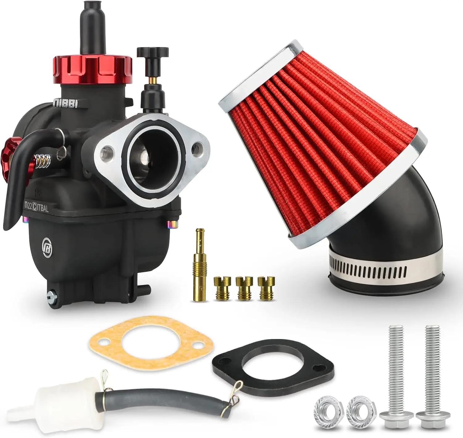 

PE22mm Carburetor with 48mm Air Filters Kit for 125cc-140cc Dirt Bikes, Compatible with Various Models