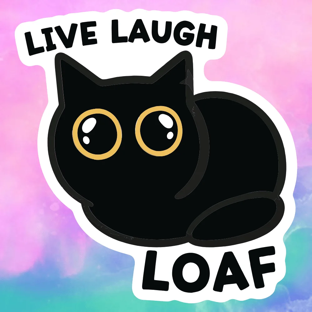 3pcs Black Cat Live Laugh Love, cute and healing, suitable for decorating laptops, water bottles, etcq