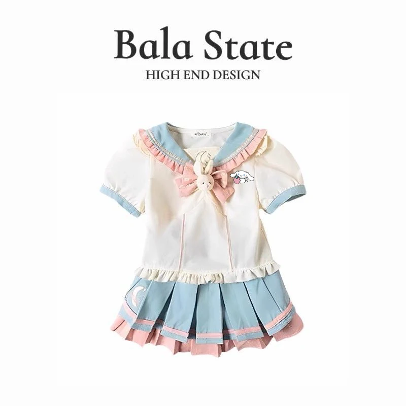 

Kawaii Sanrio Cinnamoroll My Melody Kids Jk Uniform Set New Girls College Style Lolita Shirt Pleated Skirt Two-Piece Set Gift