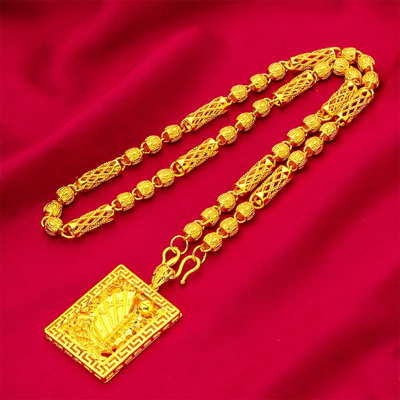 

Мужское гладкое парусное ожерелье из 24-каратного золота AU999 | Кромка из титана со светящимися в темноте акцентами, приключенческая для активного отдыха.