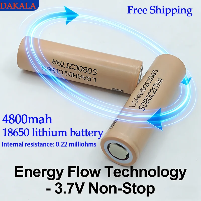 

100% новый оригинальный аккумулятор LGAAHD 18650 с высокой токоотдачей, 3,7 В, 4800 мАч, перезаряжаемый литиевый аккумулятор 18650 для фонарика, с плоским верхом