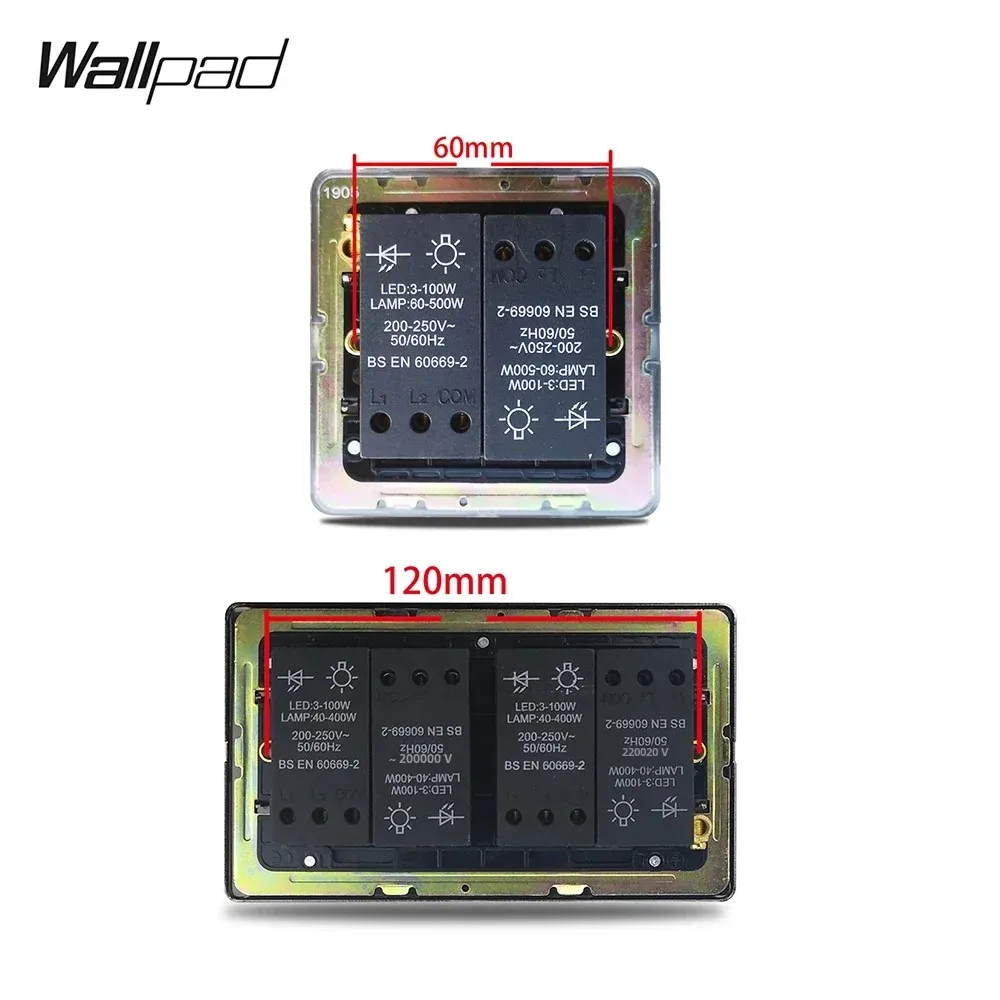 WALLPAD جدار باهتة التبديل 1 2 3 4 عصابة مخرش المقبض LED المتاحة 2 طريقة لوحة من الفولاذ المقاوم للصدأ العتيقة برونزية الرجعية لوحة