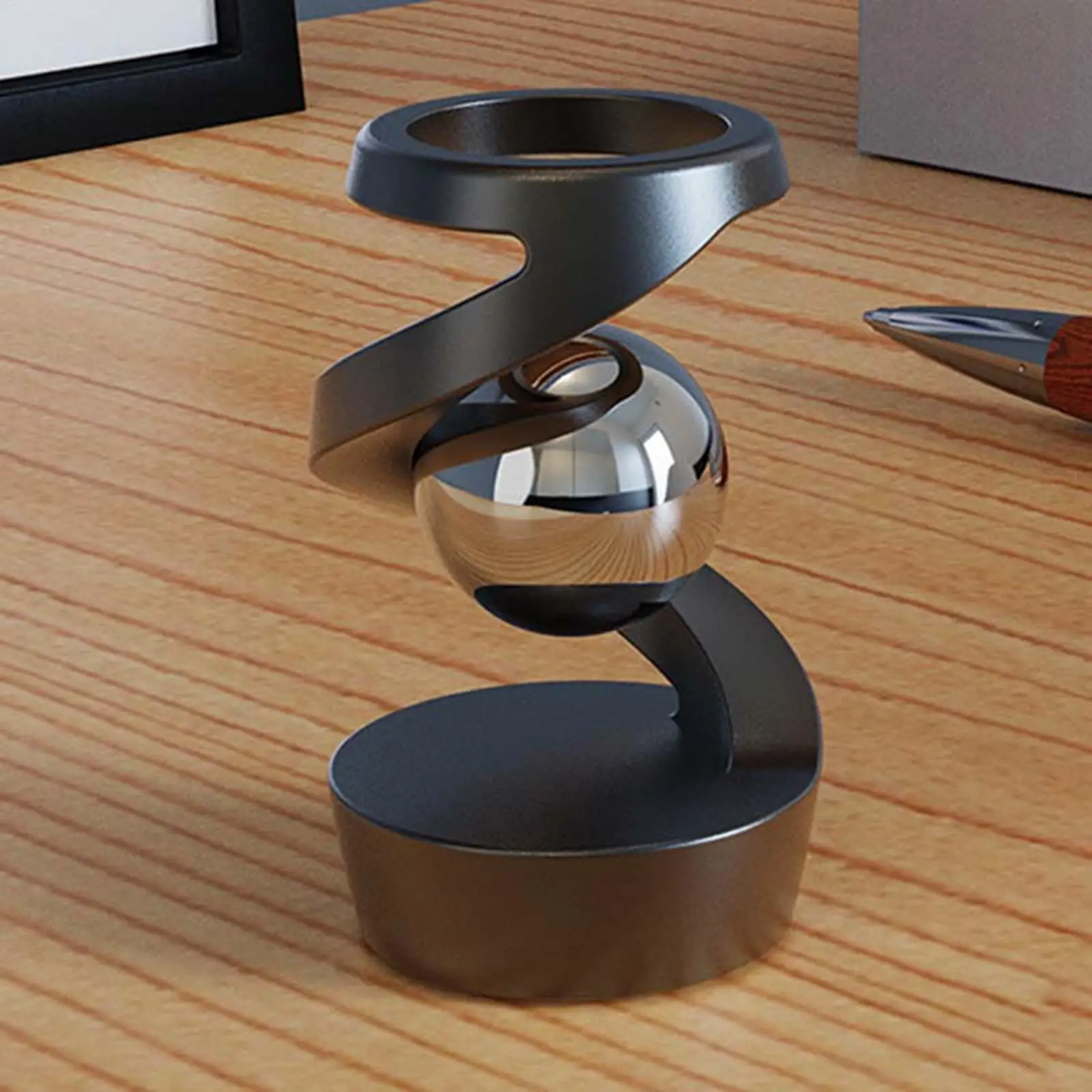 Gyroscope de bureau rotatif suspendu, sphère défiant la gravité, sculpture cinétique anti-stress pour la décoration de bureau à domicile