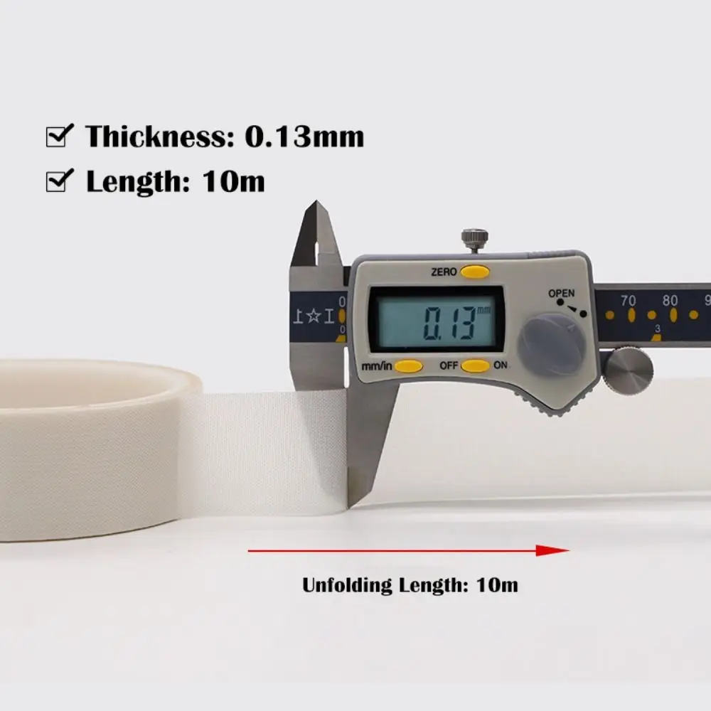 10m/Roll High Temperature PTFE Tape Waterproof Insulated Cloth Tape Durable Wear Resistant Fiberglass Adhesive Tape