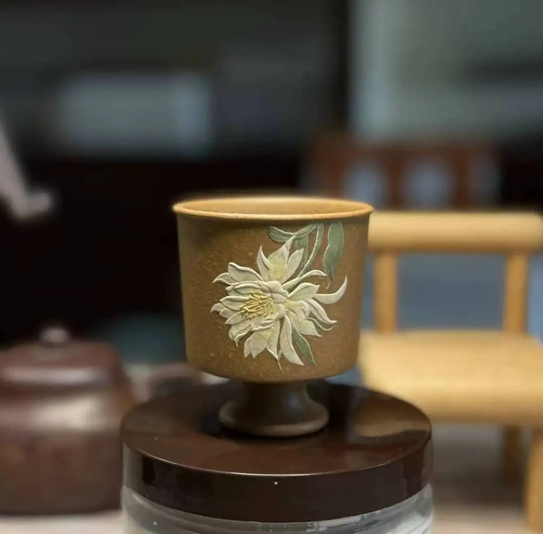 Yixing Flower Master Cup Pure Handmade Yellow Slope Classy Boutique Purple Clay Tea Set Gift