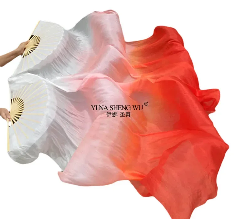 

1 пара вееров для танца живота, 100% натуральный шелк, длинные вееры ручной работы с градиентной окраской, танцевальные вееры, можно заказать на заказ, вееры из натурального шелка.