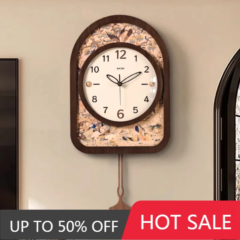 Wood Swinging Decoration Wall Clock Living Room Creativity Cottage Clock Mural Watch Restaurant Hanging Painting Wall Watch