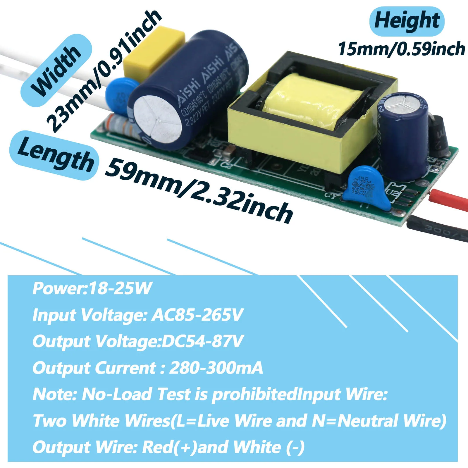 Led Driver 12V 18V 26V 46V 65V 135V 300ma Quarantaine Constante Stroom Aandrijving Voeding Kale Plaat Gloeilamp Tafellamp