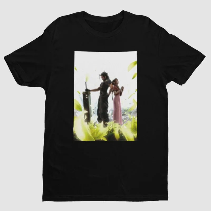 

00012610 # Футболка унисекс премиум-класса A-Crisis Core FF7 VII Zack and Aerith | Эксклюзивный дизайн | Подарки для него, ее, фанат Final Fantasy