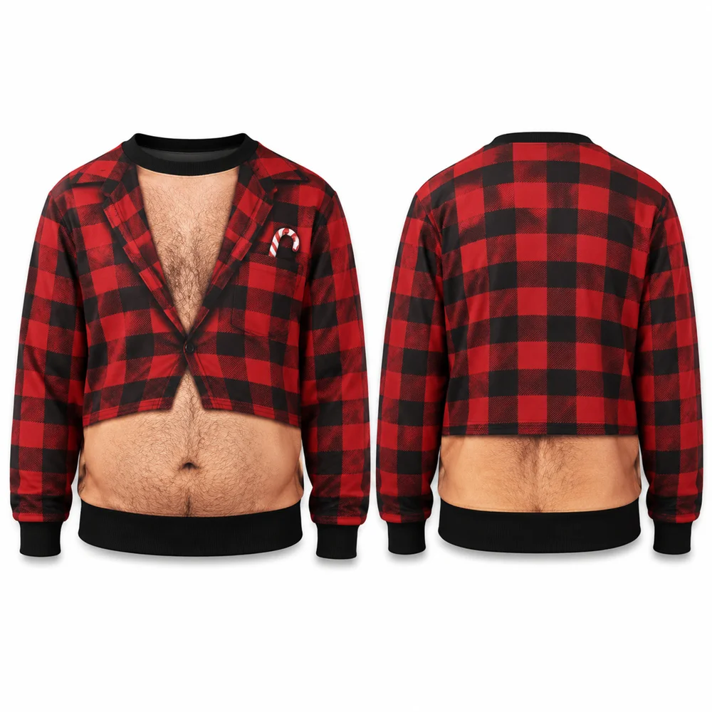 3D-Druck Bierbauch-Muster Lustiger Hässlicher Pullover für Männer Frohe Weihnachten Party Ein Humorvolles Geschenk für Ehemann Pullover Sweatshirt – Detail 7