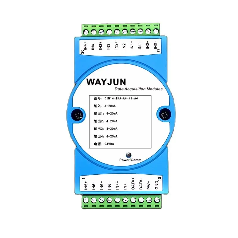 DIN14 series one in four out analog signal isolation distributor (current/voltage) WAYJUN