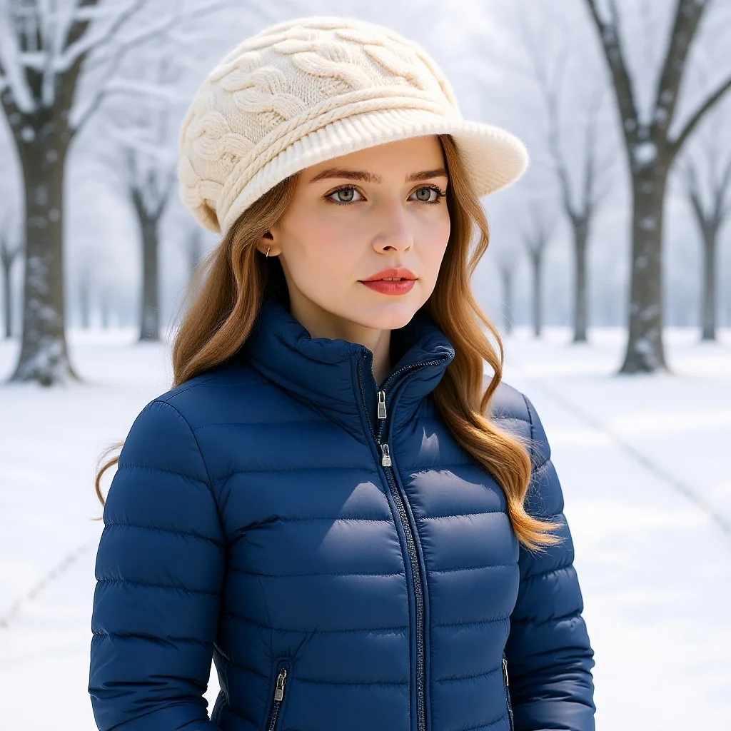 قبعة نسائية متماسكة من الصوف المخلوط قبعة حرارية عتيقة مناسبة لأزياء الشتاء متقلب للطقس البارد