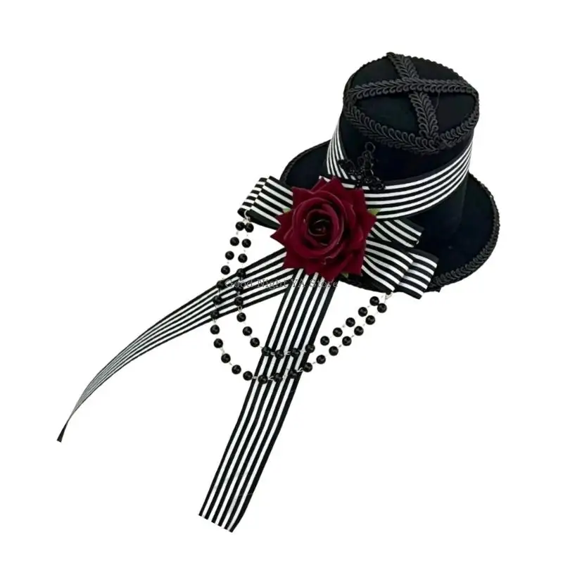 

Fashionable Gothic High Top Hat Hairclip Safe And Comfortable Barrette For Daily Wear And Special Occasion
