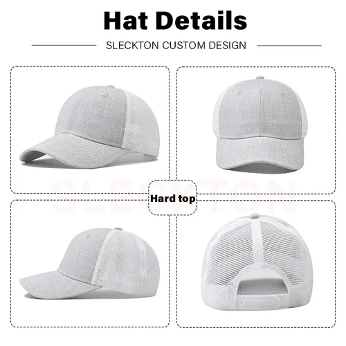 Imagen 2 del producto SLECKTON Gorra de béisbol bordada personalizada para hombres y mujeres Diseño DIY Gorra de malla Sombrero con estampado de logotipo Sombrero de algodón de calidad Venta al por mayor Unisex