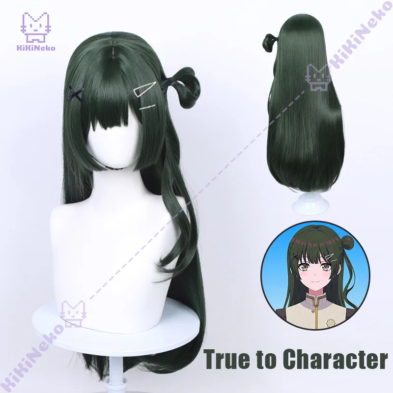 Anime BanG Dream Viola Cosplay Wig Realistic Scalp Top Dark Green Long Hair For Halloween Comicon Party Adult Women Men