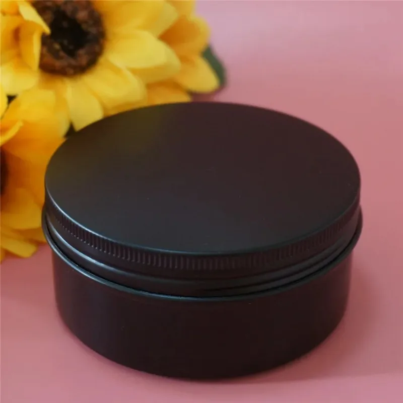 

10/15/20/30/50/60/80/100/150g Black Empty Round Aluminum Box Metal Tin Cans Cosmetic Cream DIY Refillable Jar Tea Aluminum Pot