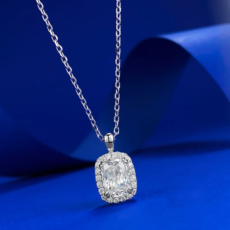 2 Carat Pillow Necklace Daily Luxury S925 Sterling Silver High Carbon Diamond Pendant Hot selling Jewelry Personality