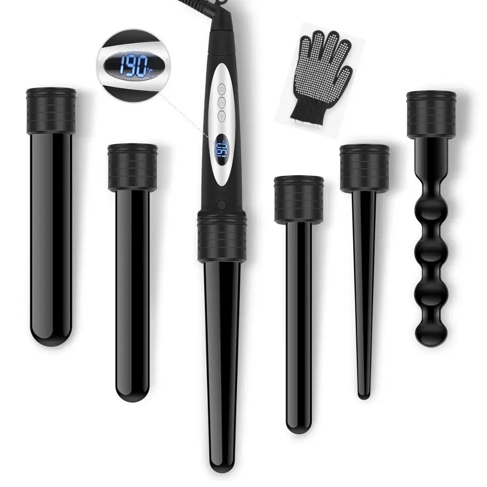 

High Quality Ceramic Pro Curling Iron Wand Hair Curler Set Pro Interchangeable Barrel Tourmaline Curling Iron Machine