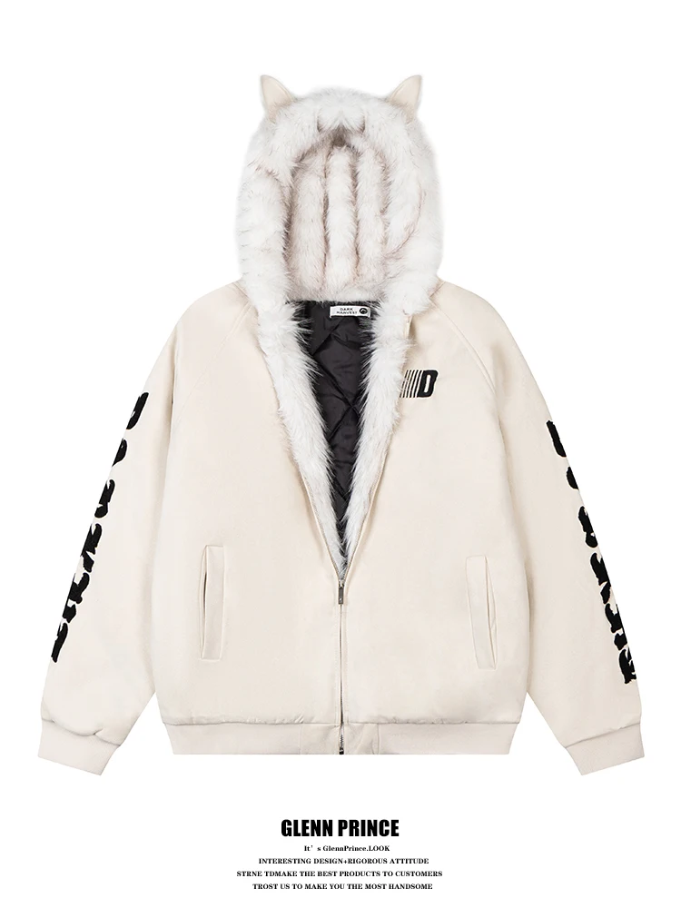 

Американский ретро-куртка-худи для пар с меховым воротником, хлопковая, мужская, зимняя, дизайн GPstudio, полиэстер, спандекс, теплая, длинная, на молнии