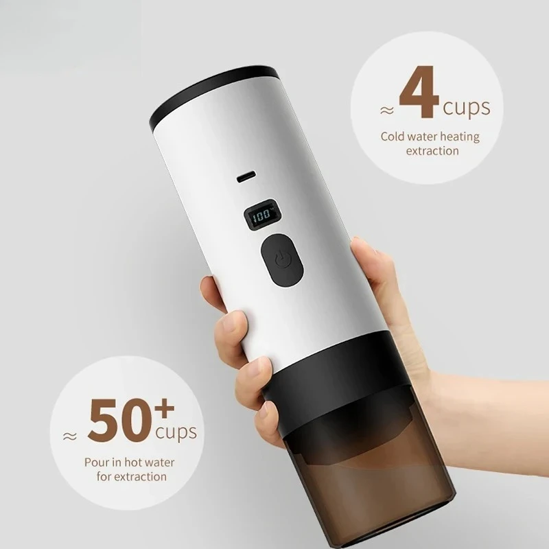 Coffee Machine Wireless Coffee Machine Electric Portable Espresso Coffee Machine Camp Digital Display Capsule Powder Heatable