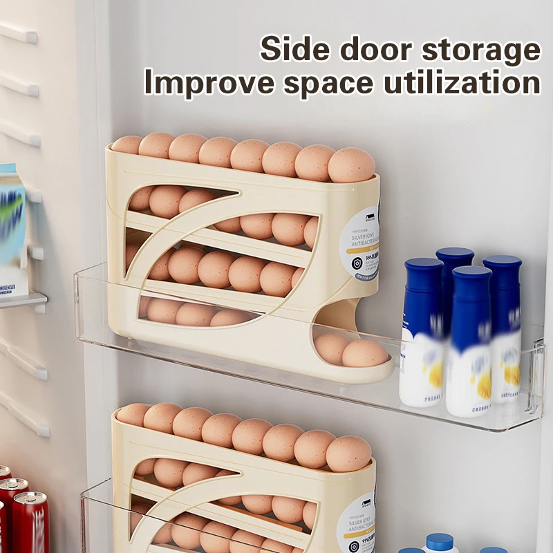 4-lagiger automatischer Eierhalter, Kühlschrank-Eieraufbewahrungsbox, Küchen-Eier-Spender, Kühlschrank-Organizer