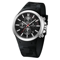 REWARD new wrist watch men chronograph silicone watch male 3bar waterproof simple design quartz watches gift for him