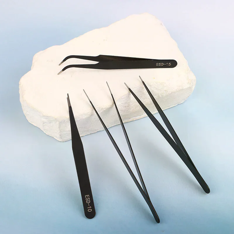 Precision Esd Fashion High Quality Anti-static Tweezers Set -6-pc Durable Stainless Steel Tool For Electronic Repair And