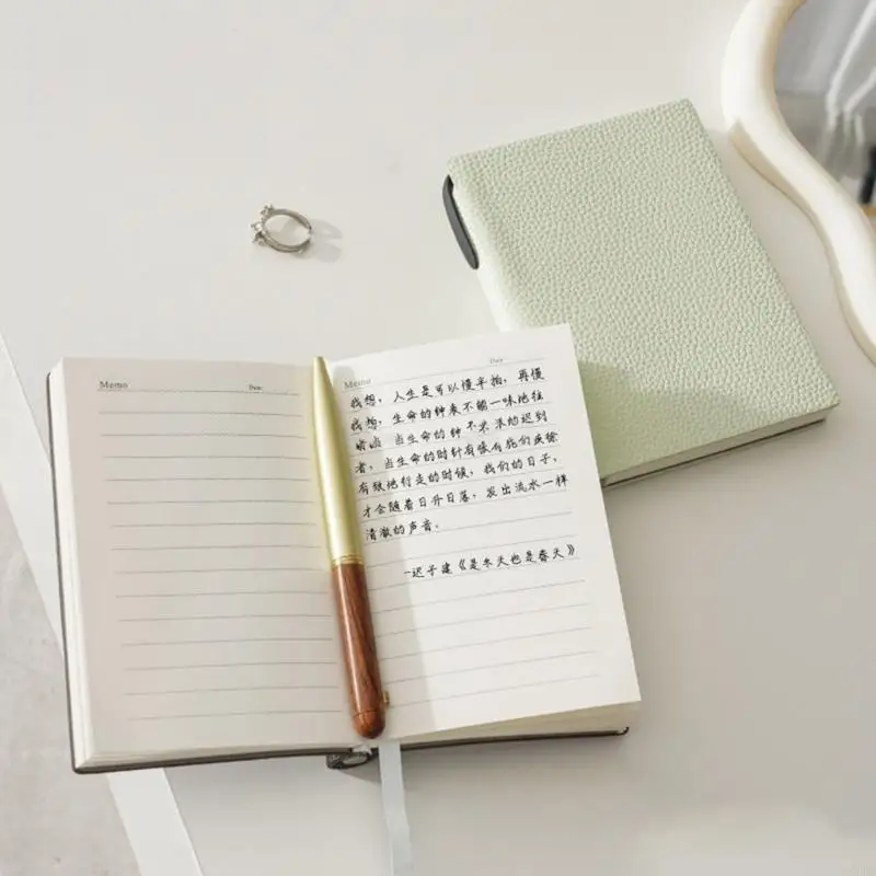 CORA Pocket Size Notebook With Soft PU Leather Cover Ribbon Bookmarks And 90 Sheet