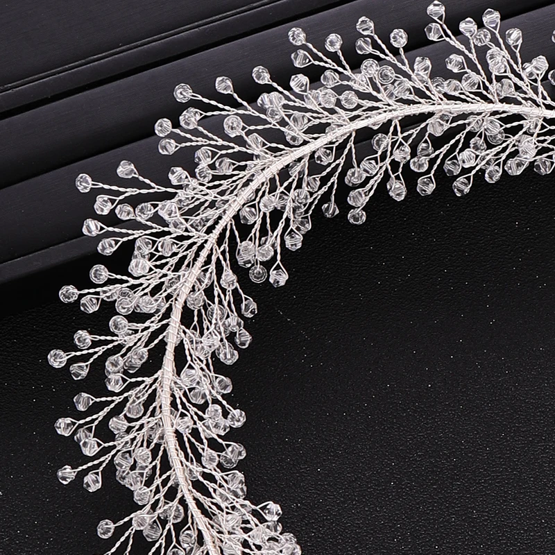 Trendy Handmade Wedding Hair Accessories Silver color Baroque Rhinestone Crystal Headband Bridal Tiara Woman Hair Band Jewelry