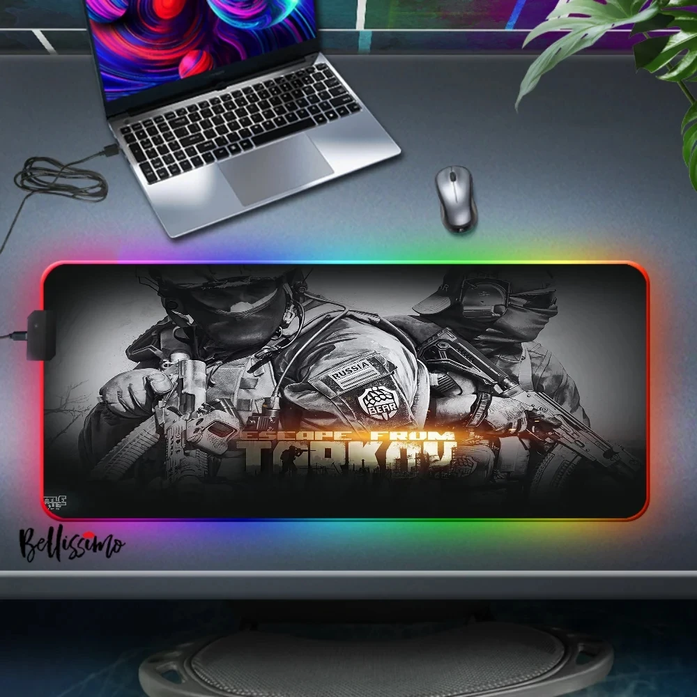 Xxl Backlight Escape From Tarkov Rgb Rubber Mousepad Desk Protector Pc Accessories Backlit Mat Mousepad Anime Gamer Keyboard Mat