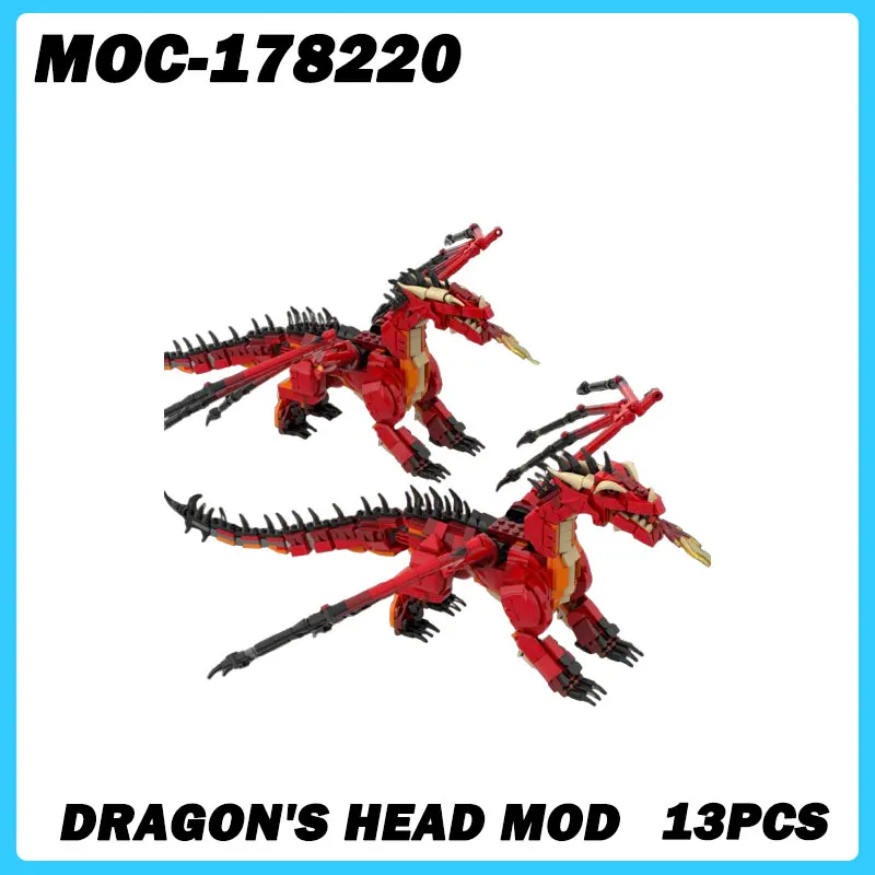 MOC-178220 Micro Architecture Series Red Dragon's Head MOD Building Blocks DIY Model Brick Education Desktop Toy Xmas Gift