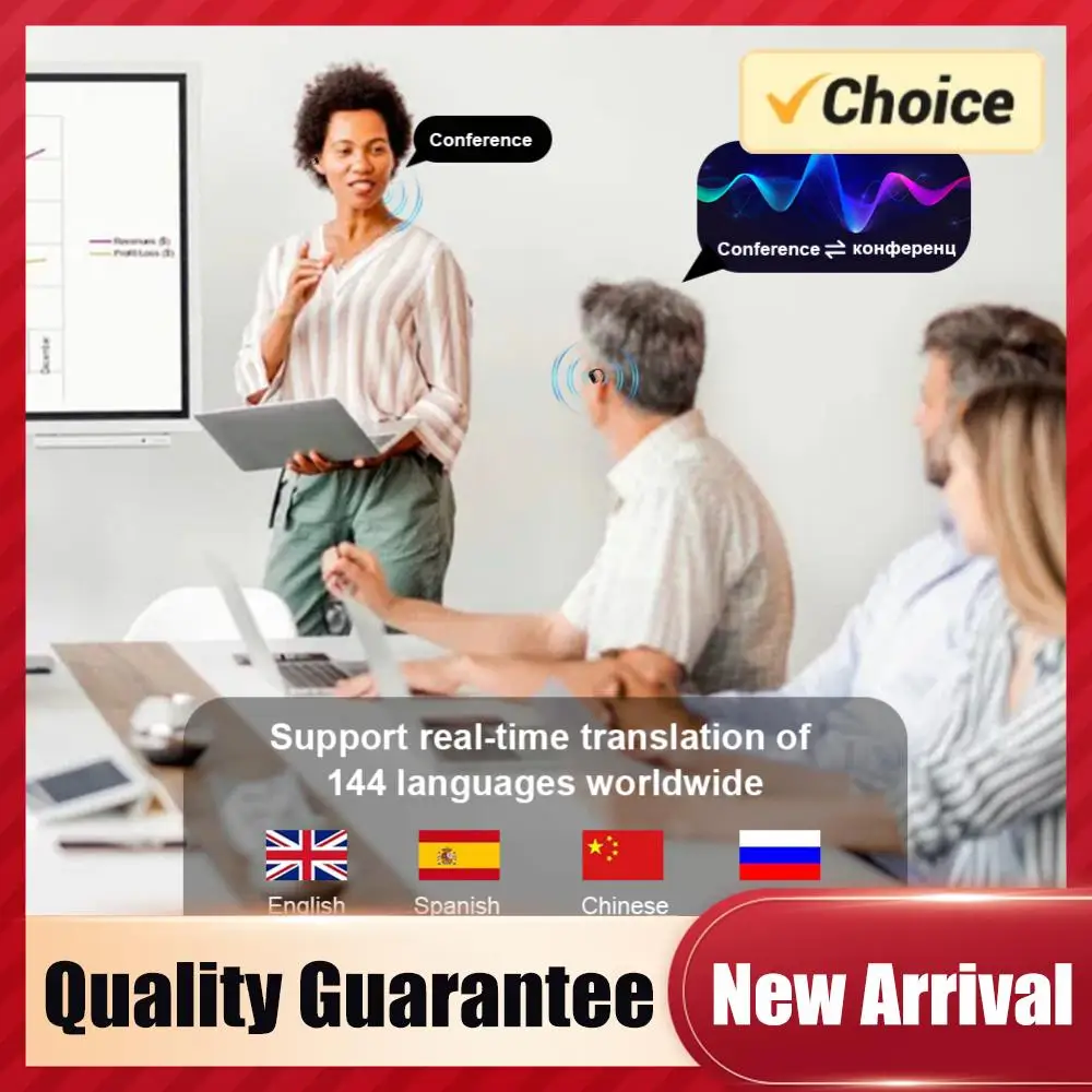 

Беспроводные Bluetooth-наушники-переводчики с поддержкой 144 языков, 3-в-1, с функцией AI-перевода