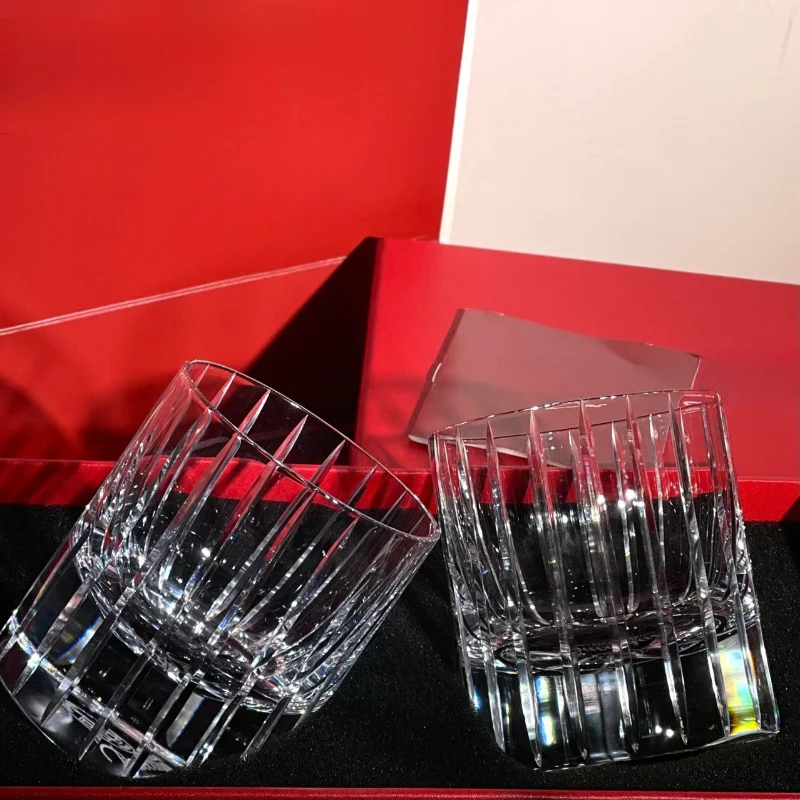 High-end whiskey glass thickened crystal glass engraved foreign wine cup premium beer cup gift box