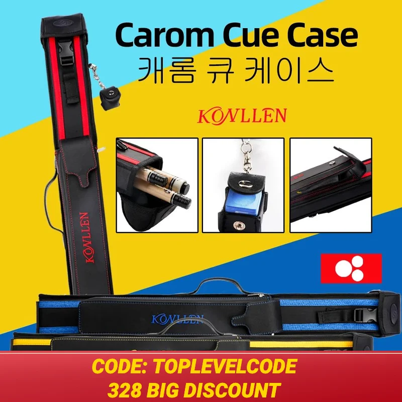 

KONLLEN-Durable Carom Cue Case, 3 Holes, 1 Butt, 2 Shafts, Bag, 82cm Length, High-end Fabric, Billiards Accessories