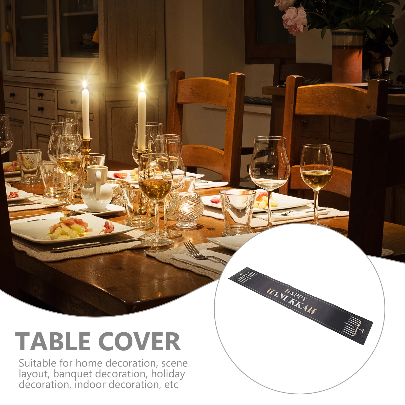 

Decorative Table Runner for Hanukkah Festival Dining Table Cover Holiday Kitchen Decor Party Home Decoration Elegant Scene