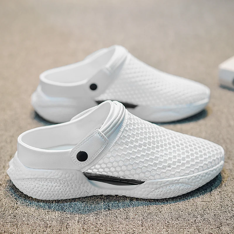 Mesh Thick-soled Half Shoes For Man Mules Light Closed Toe Slide Sandals Slip On Backless Loafers Men Open Back Casual Shoes