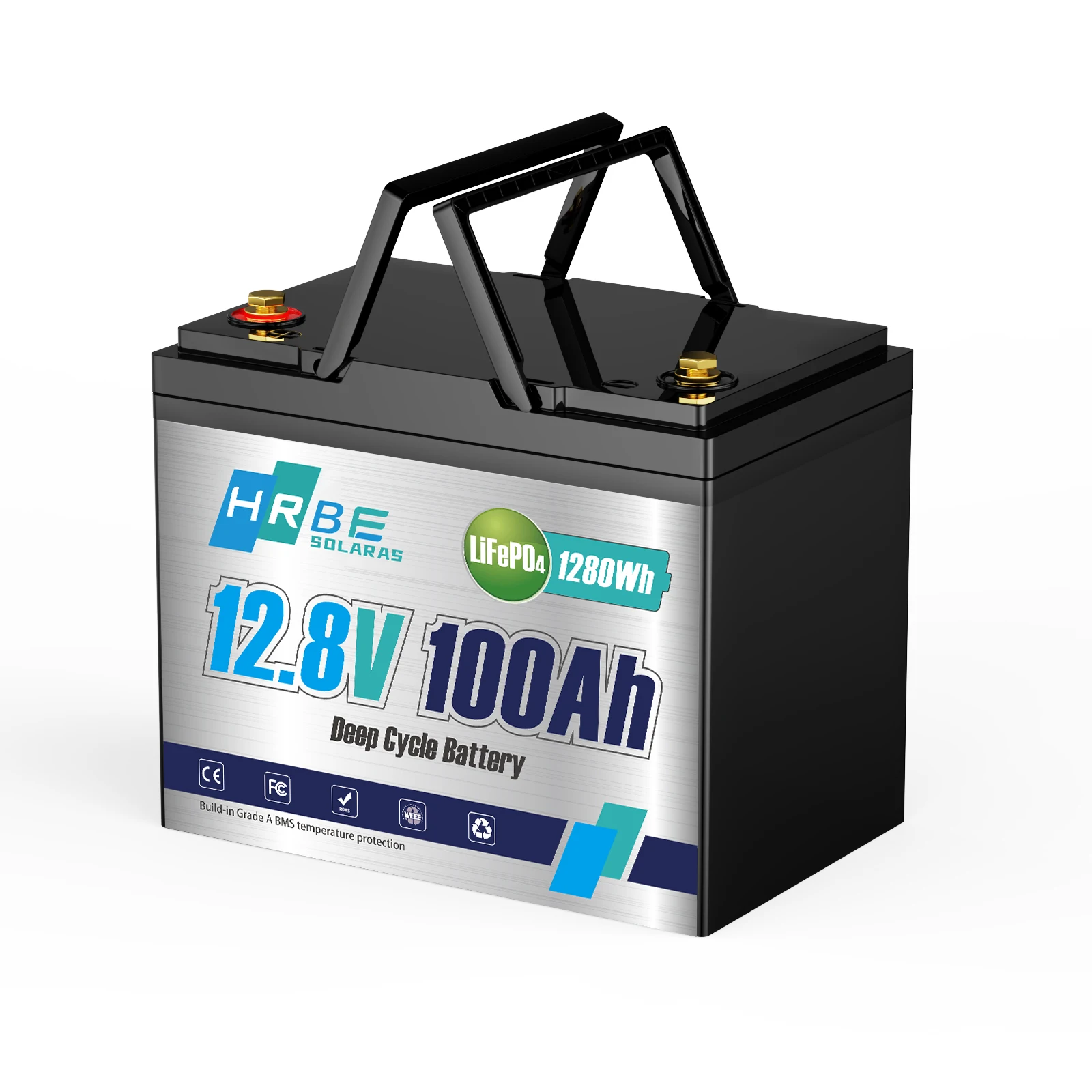 12V 100Ah High-Safety LiFePO4 Lithium Battery, Group 24 Drop-in Replacement, Built-in 100A Full-Protection BMS, 1280Wh Large Capacity, Low Self-Discharge, Widely Compatible for RV, Trolling Motor, Home Emergency UPS Power