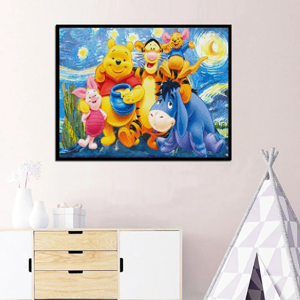 DIY Disney Diamond Painting Winnie The Pooh Piglet Tiger Full Diamond Embroidered Cartoon Cross Stitch Set Art Home Decor Gift