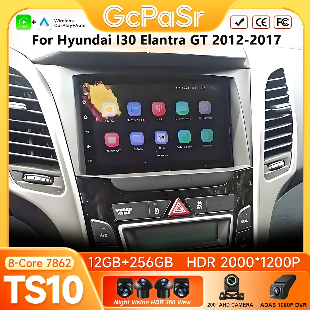 Car Radio Carplay For Hyundai I30 Elantra GT 2012-2017 Navigation GPS Android 16 Android Auto 4G WiFi Screen Display No 2din DVD