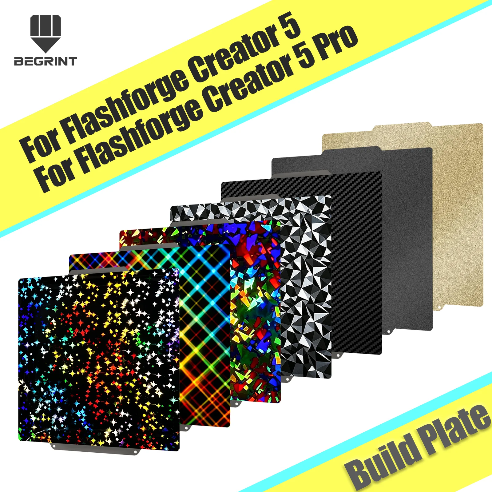 Двусторонняя печатная пластина Flashforge Creator 5/5 PRO (256x256 мм) из пружинной стали C5 с покрытием PEI/PET/PEO для 3D-принтера Creator 5 PRO