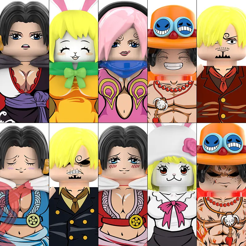 Bloques de construcción de dibujos animados de Anime, minifiguras de acción de bloques de construcción de Melee, BLEACH, Sasuke, Kakashi, Luffy,