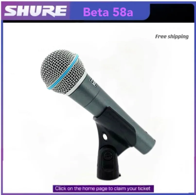 SHURE Beta 58a  Wired Microphone Super-Cardioid Dynamic Microphone Performance Live Vocals Karaoke Stage Studio Hand-held Mic